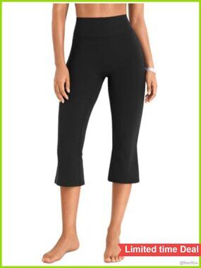 High Waist Capri Flare Yoga Pants Ruched Booty Lifting Leggings